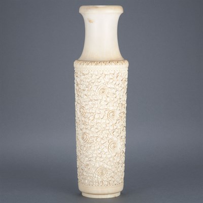 Lot 94 - Chinese Ivory Vase 19th Century Of cylindrical...
