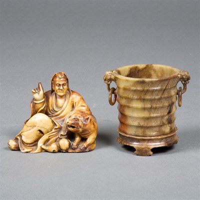 Lot 488 - Chinese Soapstone Figure; Together with a...