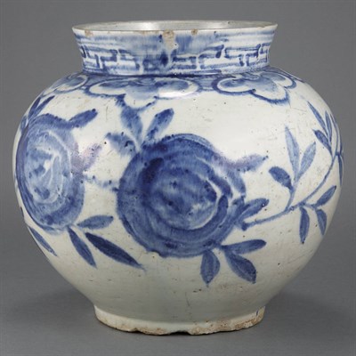 Lot 55 - Korean Blue and White Glazed Porcelain Vase...
