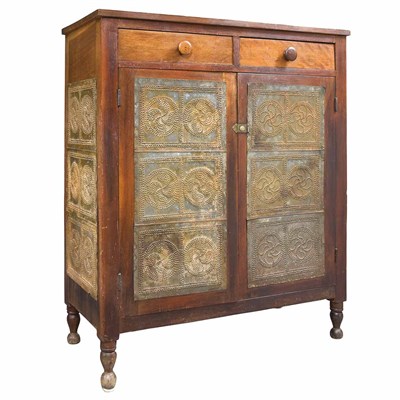Lot 166 - American Cherry and Punched Tin Pie Safe 19th...