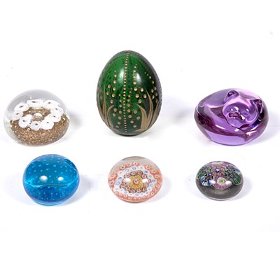 Lot 253 - Group of Eleven Colored Glass Paperweights