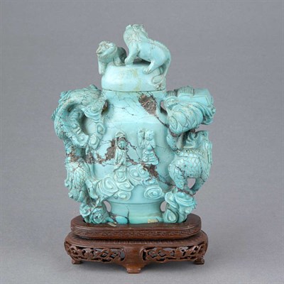 Lot 324 - Chinese Turquoise Covered Vase 19th/Early 20th...