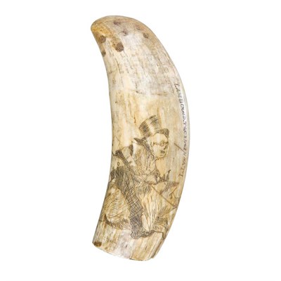 Lot 162 - Scrimshaw Whale Tooth 19th Century Depicting...