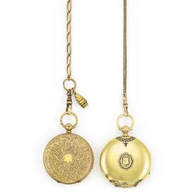 Lot 217 - Two Gold Hunting Case Pocket Watches with Chains