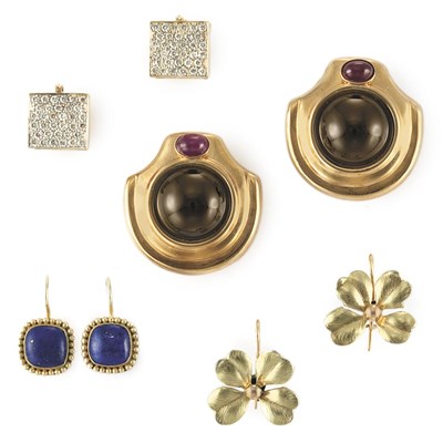 Lot 824 - Group of Gold and Stone Earrings