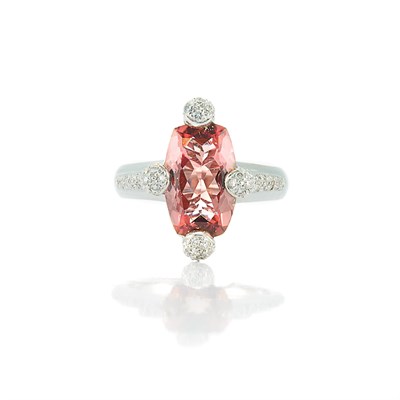 Lot 480 - White Gold, Rose Quartz and Diamond Ring
