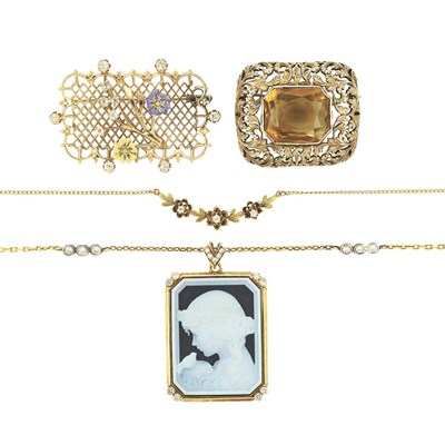 Lot 355 - Group of Gold and Metal Jewelry