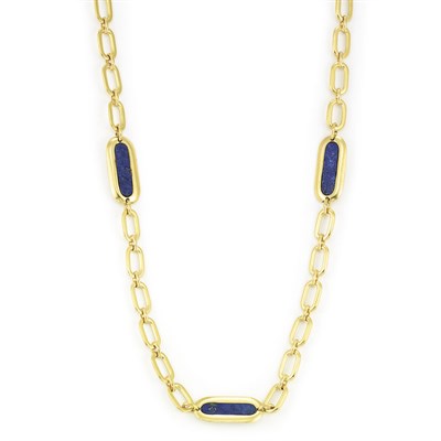Lot 585 - Gold and Lapis Chain Necklace
