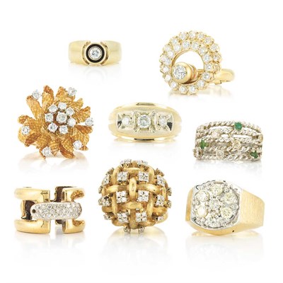 Lot 254 - Group of Gold and Diamond Rings