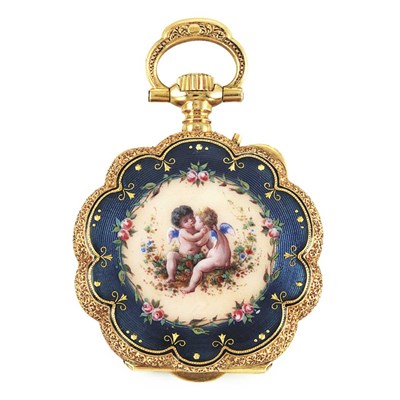 Lot 195 - Antique Gold and Enamel Pendant-Watch
