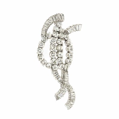 Lot 308 - White Gold and Diamond Ribbon Brooch