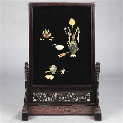 Lot 318 - Chinese Inlaid Black Lacquer Table Screen Of...