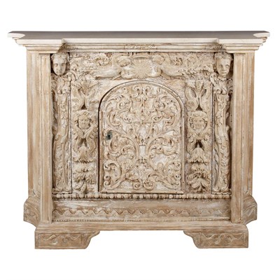 Lot 66 - Baroque Style Marble Top Painted Wood Cabinet...