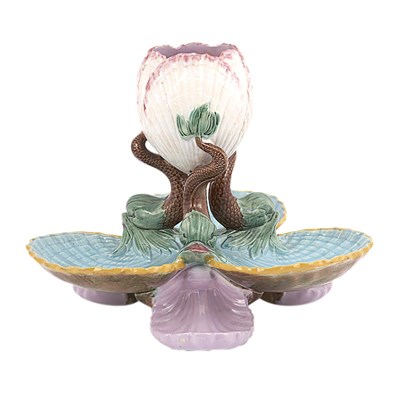 Lot 186 - Majolica Centerpiece The central shell...