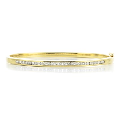 Lot 292 - Gold and Diamond Bangle Bracelet