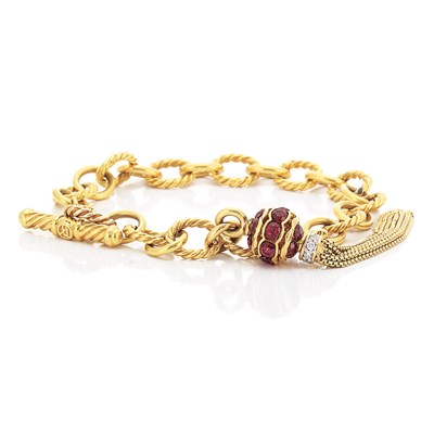 Lot 132 - Gold, Gem-Set and Diamond Fringe Bracelet, David Yurman