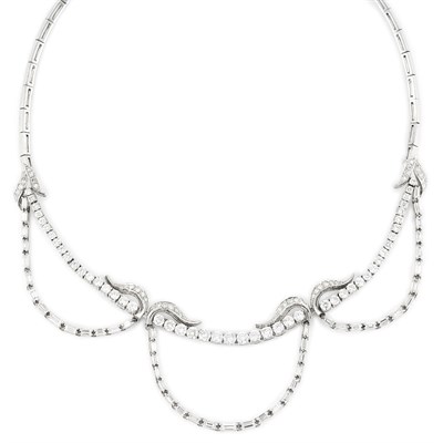 Lot 485 - White Gold and Diamond Necklace