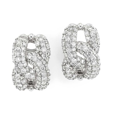 Lot 75 - Pair of White Gold and Diamond Earrings
