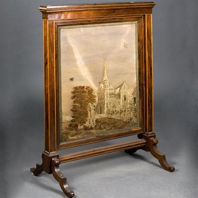 Lot 123 - Victorian Rosewood Fire Screen Height 43...