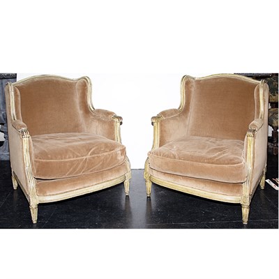 Lot 132 - Pair of Louis XV Style Painted Bergeres