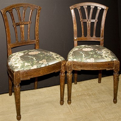 Lot 144 - Pair of Directoire Style Fruitwood Side Chairs