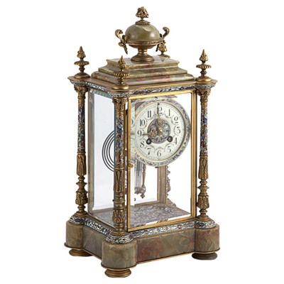 Lot 540 - French Gilt-Metal, Champleve and Onyx Mantel...