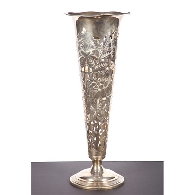 Lot 381 - Gorham Sterling Silver Pierced Trumpet Vase...