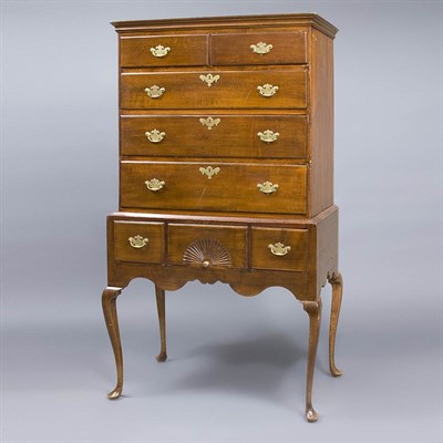 Lot 138 - Queen Anne Maple High Chest New England, 18th...