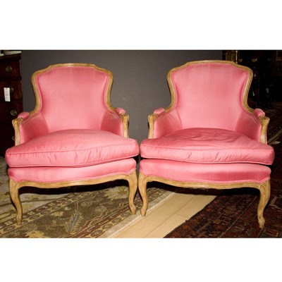 Lot 431 - Pair of Louis XV Style Beechwood Bergeres