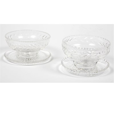 Lot 447 - Set of Twelve Cut Glass Dessert Bowls and Saucers