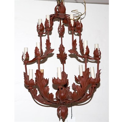 Lot 465 - Louis XV Style Red Painted Metal Six-Light...