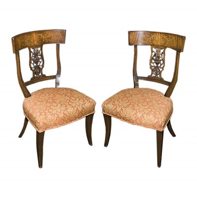 Lot 285 - Set of Six Empire Style Marquetry Inlaid and...