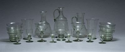 Lot 343 - Set of Hand Blown Green Glass Tableware...