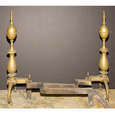 Lot 500 - Pair of Federal Style Brass Andirons Height 21...