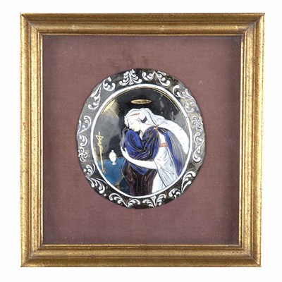 Lot 182 - Limoges Style Enameled Copper Ecclesiastical...