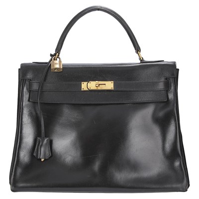 Lot 914 - Hermes Black Leather Kelly Bag