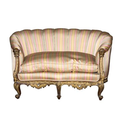 Lot 623 - Louis XV Style Carved Mahogany Settee With a...