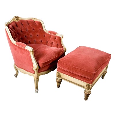 Lot 658 - Louis XV Style Carved and Painted Wood Bergere...