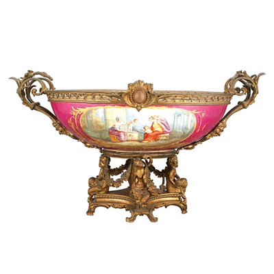 Lot 139 - Sevres Style Gilt-Bronze Mounted Porcelain...