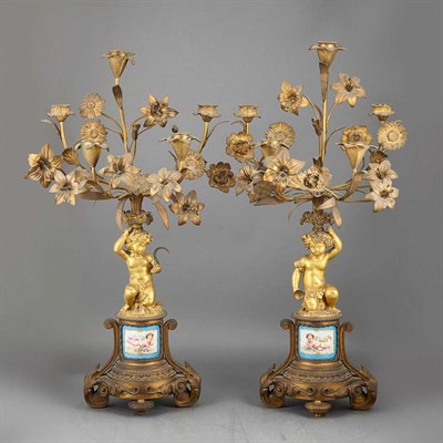 Lot 112 - Pair of Louis XVI Style Gilt-Bronze and...