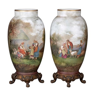 Lot 545 - Pair of French Gilt-Bronze Mounted Painted...