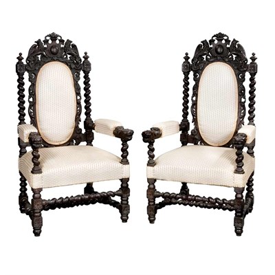 Lot 338 - Set of Nine Renaissance Revival Carved and...