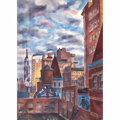 Lot 19 - Bertram Hartman American, 1882-1960 Rooftops,...