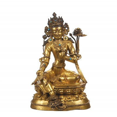 Lot 36 - Tibetan Gilt-Bronze Tara 18th Century Seated...