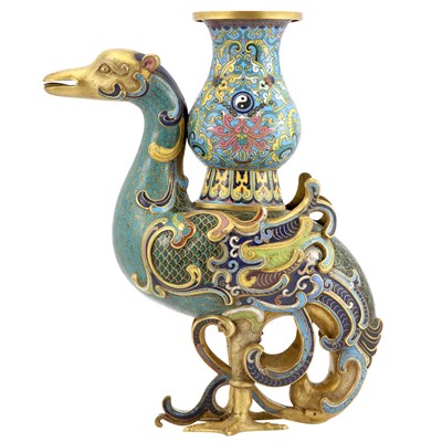 Lot 145 - Chinese Cloisonne Phoenix-Form Vase 19th...