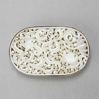 Lot 213 - Chinese Light Gray Jade Plaque 19th Century...