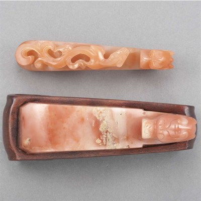 Lot 399 - Two Chinese Agate Belthooks Late 19th century...