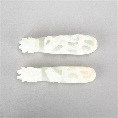 Lot 361 - Two Chinese White Jade Belthooks 19th Century...