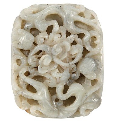 Lot 216 - Chinese Gray Jade Belt Plaque 18th/19th...
