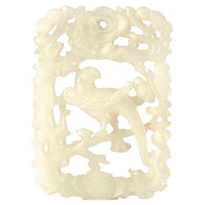Lot 401 - Chinese White Jade Plaque The rectangular form...